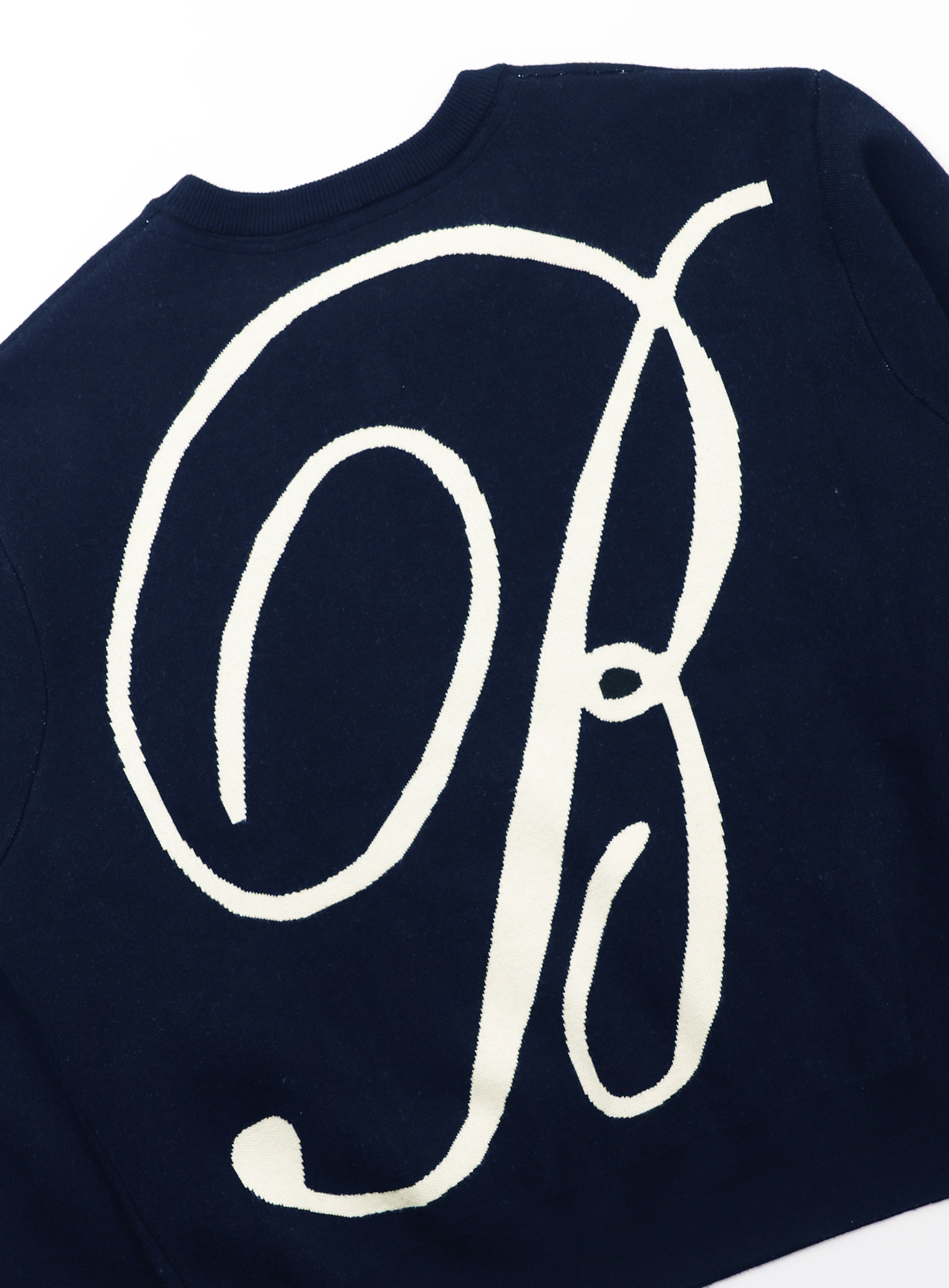 【BADBLOOD】[UNISEX] CLASSIC BIG LOGO CREWNECK SWEATER : NAVY