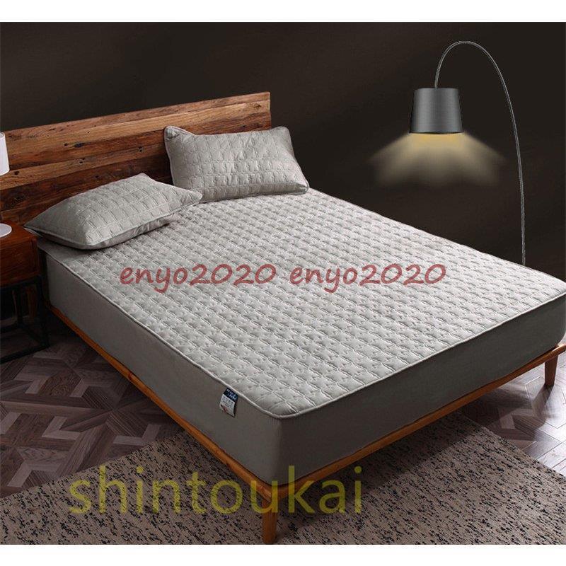 新品 insボックスシーツ 無地 マットレスカバー シングル ベッドカバー 綿 ベッドシーツ 厚手 敷きパッド キルティング 耐久耐用 四季通用 ホテル仕様