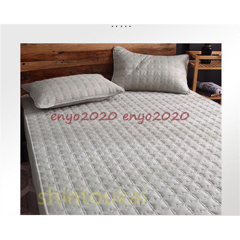 新品 insボックスシーツ 無地 マットレスカバー シングル ベッドカバー 綿 ベッドシーツ 厚手 敷きパッド キルティング 耐久耐用 四季通用 ホテル仕様