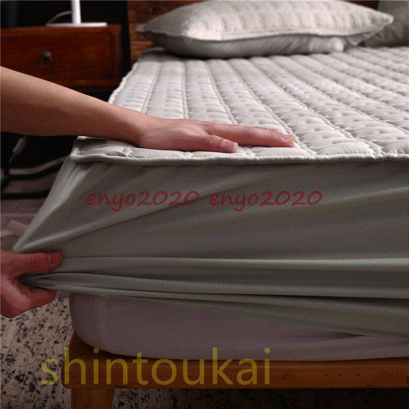 新品 insボックスシーツ 無地 マットレスカバー シングル ベッドカバー 綿 ベッドシーツ 厚手 敷きパッド キルティング 耐久耐用 四季通用 ホテル仕様