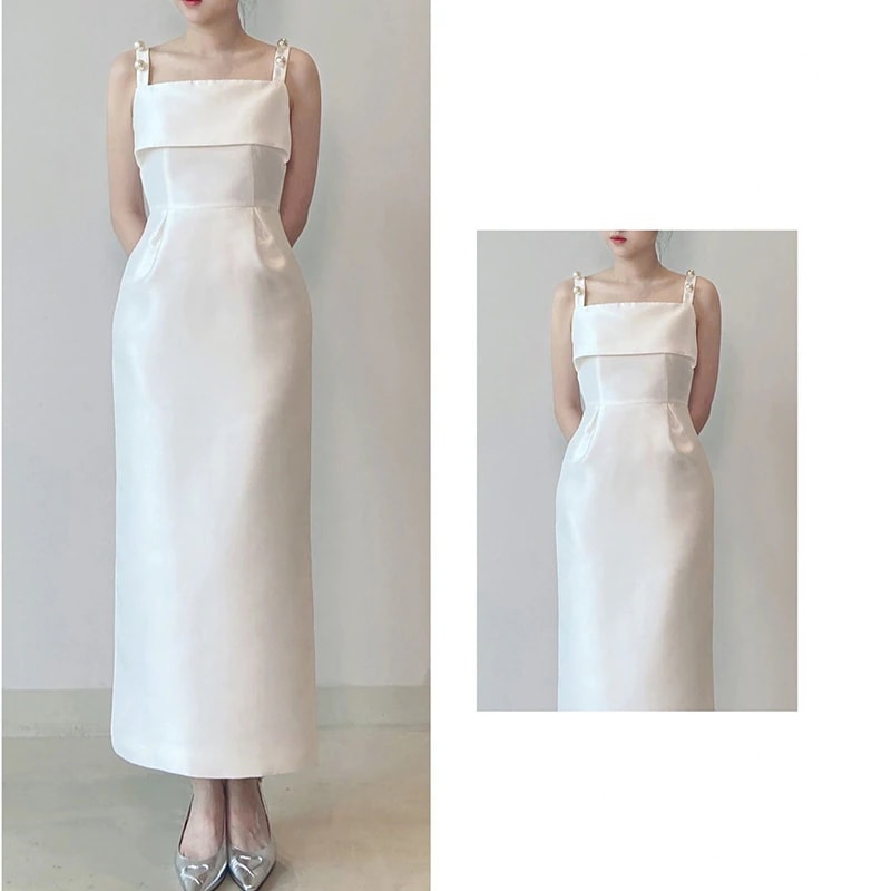 ワンピースドレスドレスレトロサスペンダーライトウェディングドレス小さなサテンエンゲージメントドレス登録ドレス毎日のウェアラブル ワンピースドレスドレスレトロサスペンダーライトウェディングドレス小さなサテンエンゲージメントドレス登録ドレス毎日のウェアラブル