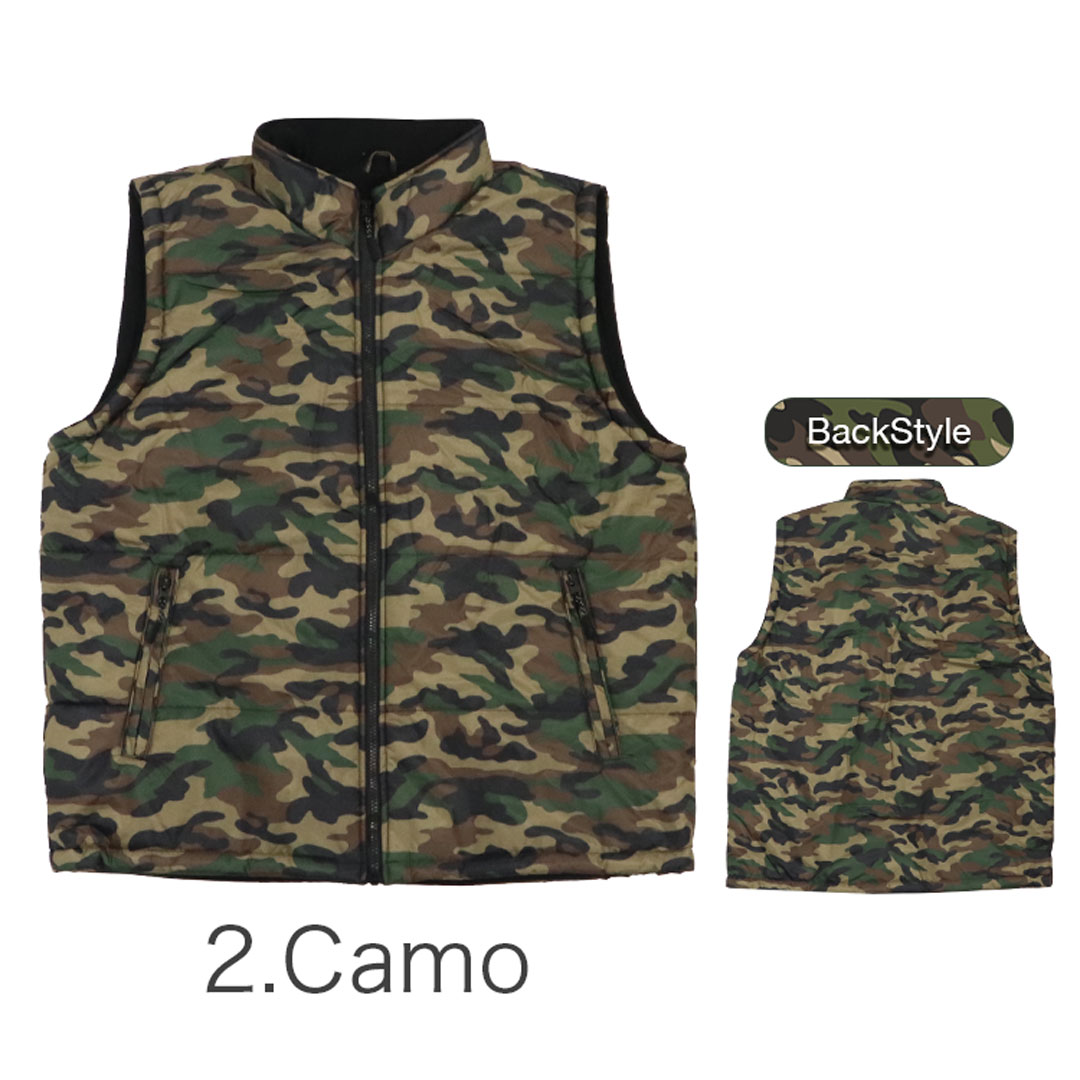 プロクラブ　中綿ベスト メンズ トップス アウター #125 ベスト 裏地フリース 秋 冬 防寒 ファッション ストリート ブランド 無地 迷彩 大きいサイズ