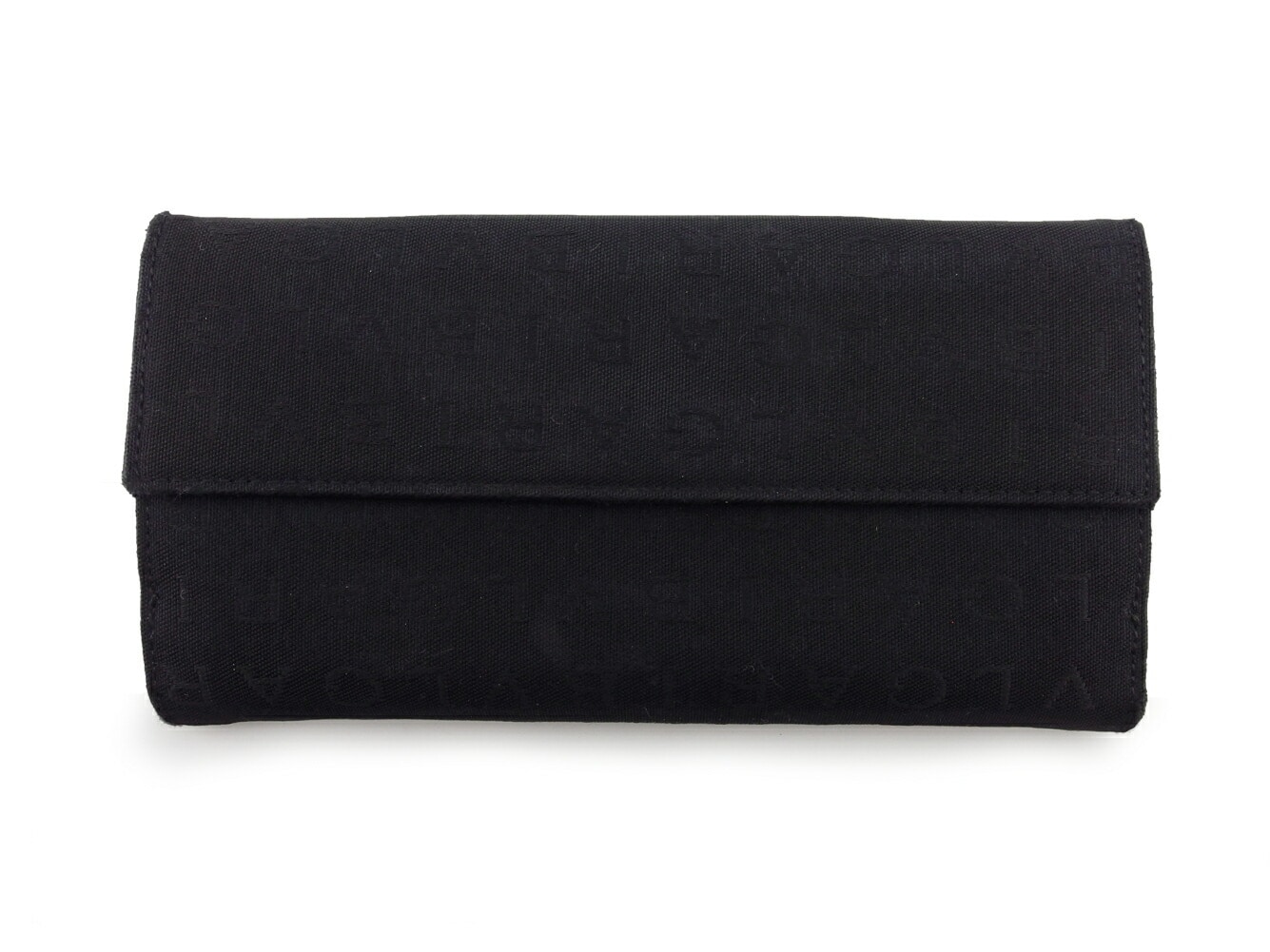 長財布 Wホック 三つ折り 財布 ロゴマニア レディース メンズ ブラック シルバー 中古