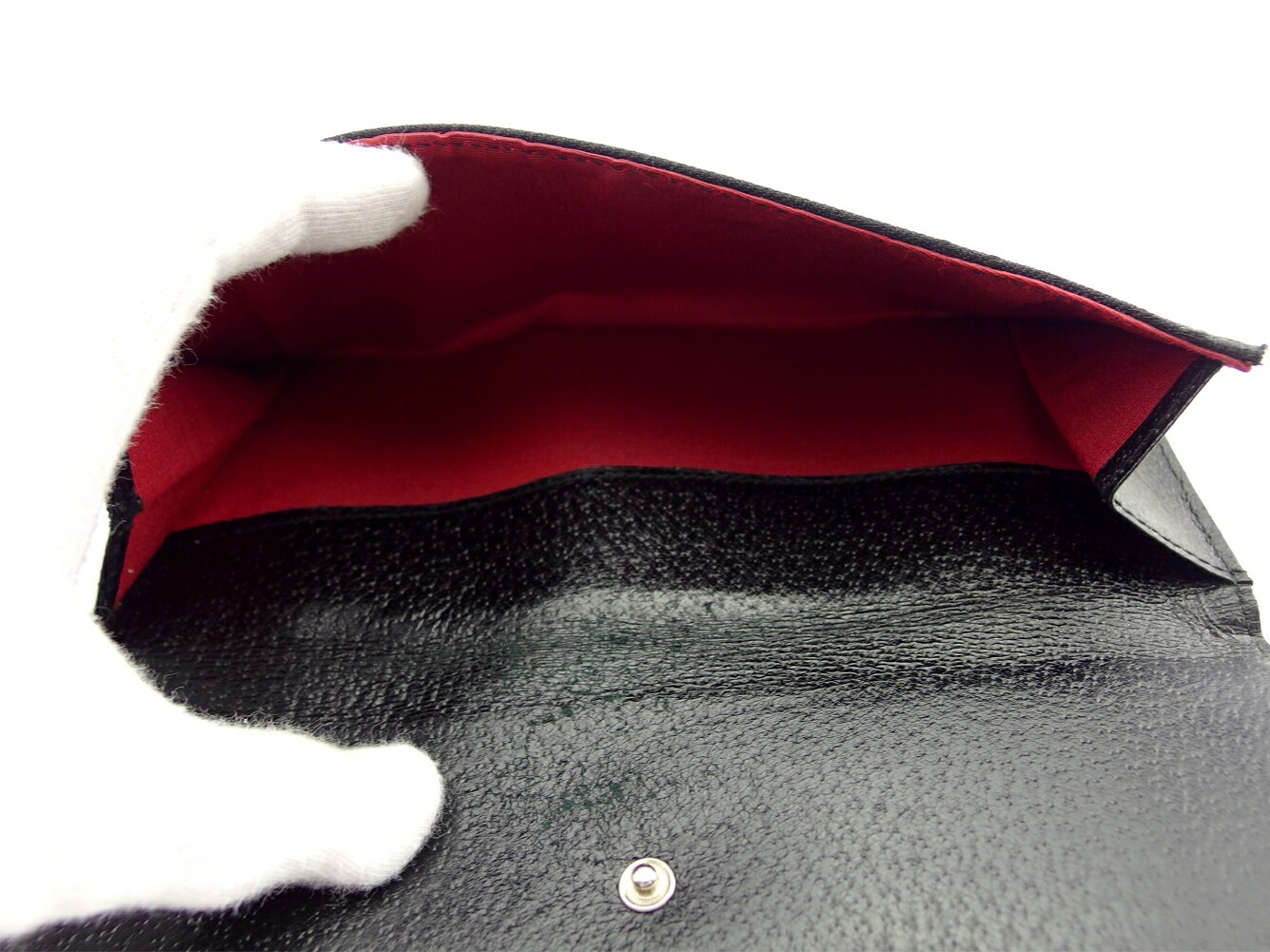 長財布 Wホック 三つ折り 財布 ロゴマニア レディース メンズ ブラック シルバー 中古