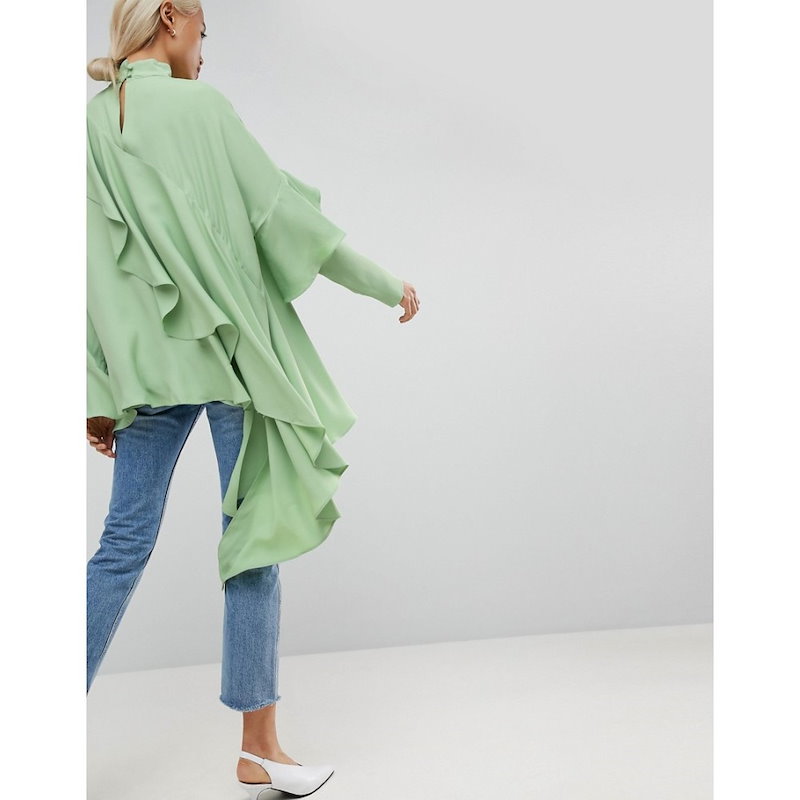 エイソス レディース トップス【ASOS WHITE Waterfall Frill Crepe Top】Mint エイソス レディース トップス【ASOS WHITE Waterfall Frill Crepe Top】Mint