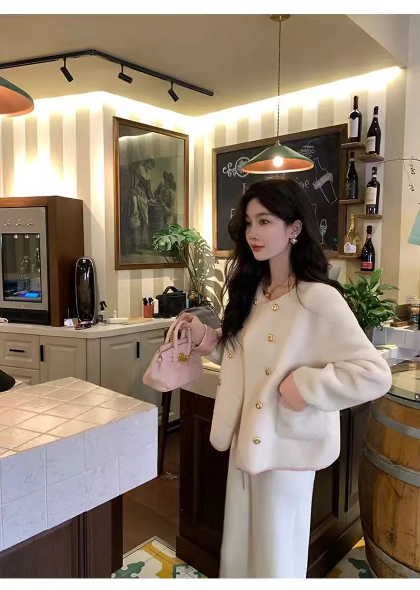 韓国東大門秋冬新作レトロ甘い毛皮ファーウエストコートスプライシング重いイミテーションフォックスファーコート韓国ファッション レディース