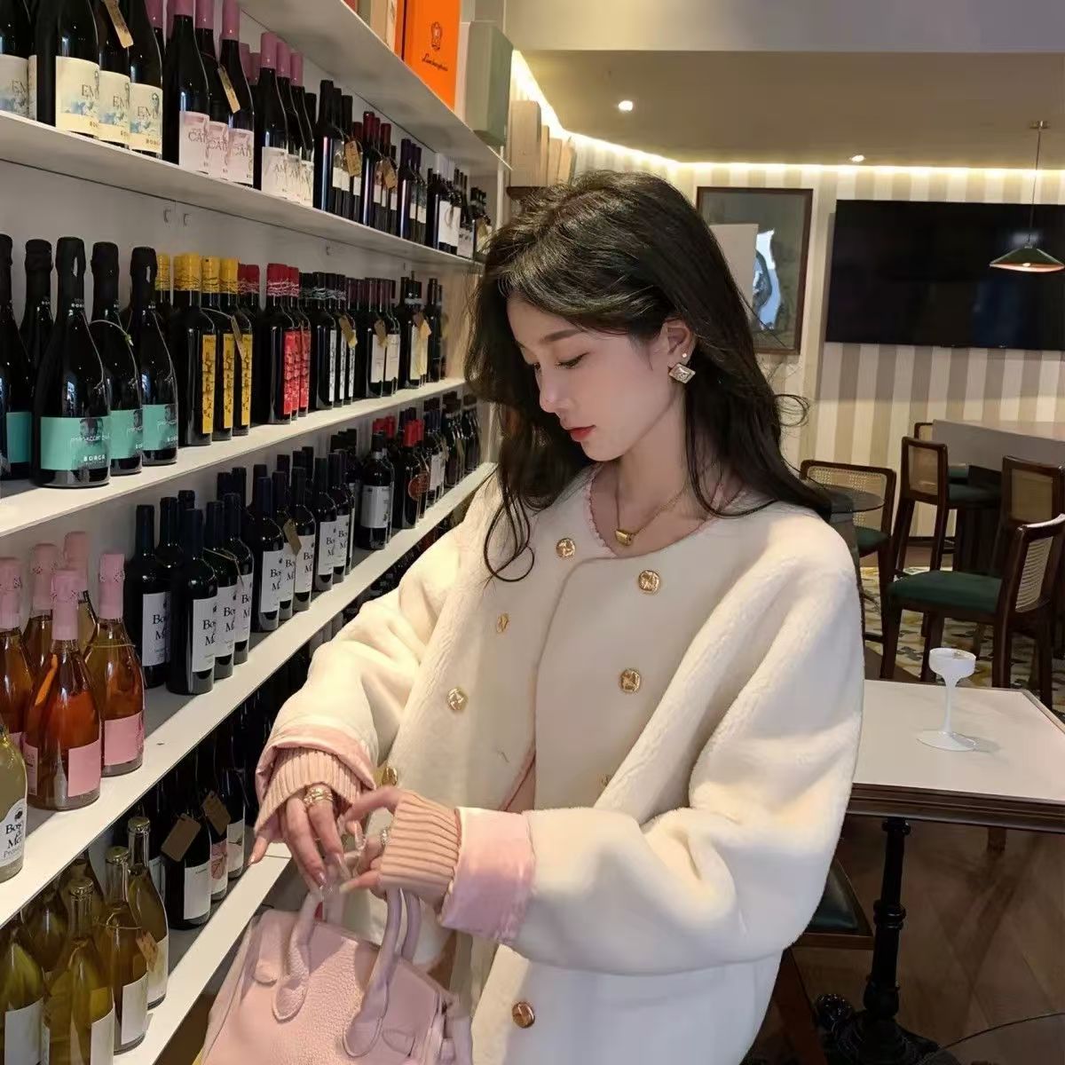 韓国東大門秋冬新作レトロ甘い毛皮ファーウエストコートスプライシング重いイミテーションフォックスファーコート韓国ファッション レディース