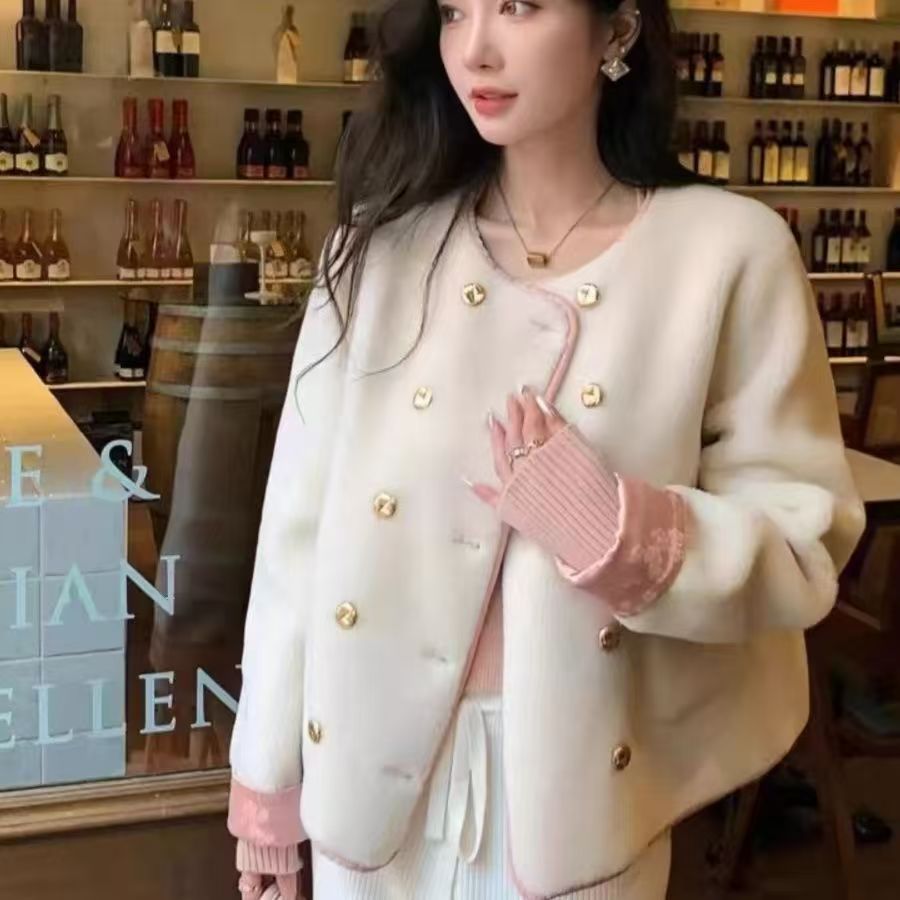 韓国東大門秋冬新作レトロ甘い毛皮ファーウエストコートスプライシング重いイミテーションフォックスファーコート韓国ファッション レディース