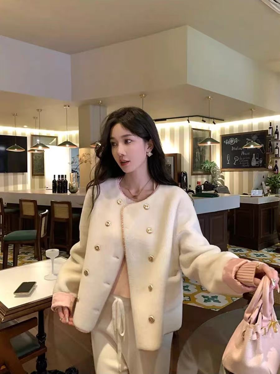 韓国東大門秋冬新作レトロ甘い毛皮ファーウエストコートスプライシング重いイミテーションフォックスファーコート韓国ファッション レディース