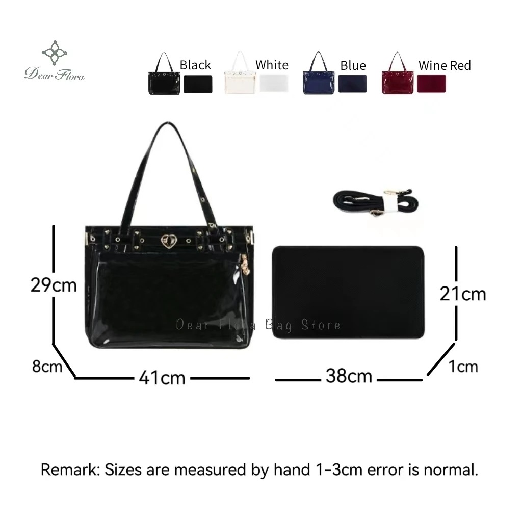 ロリータ-女性用ショルダーバッグ フロントポケット付きクリアショルダーバッグ ロリータ-女性用ショルダーバッグ フロントポケット付きクリアショルダーバッグ