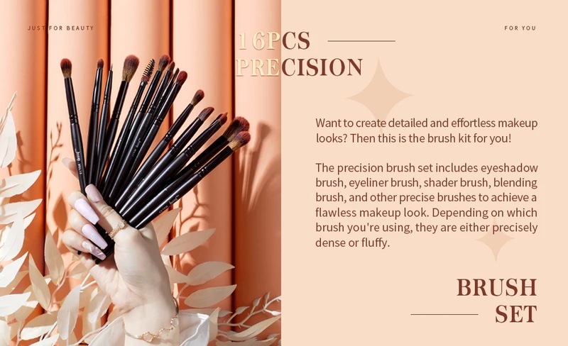 Jesup-メイクブラシセット,人工毛,高精度,アイシャドウ,コンシーラー,アイライナー,t272, 16個