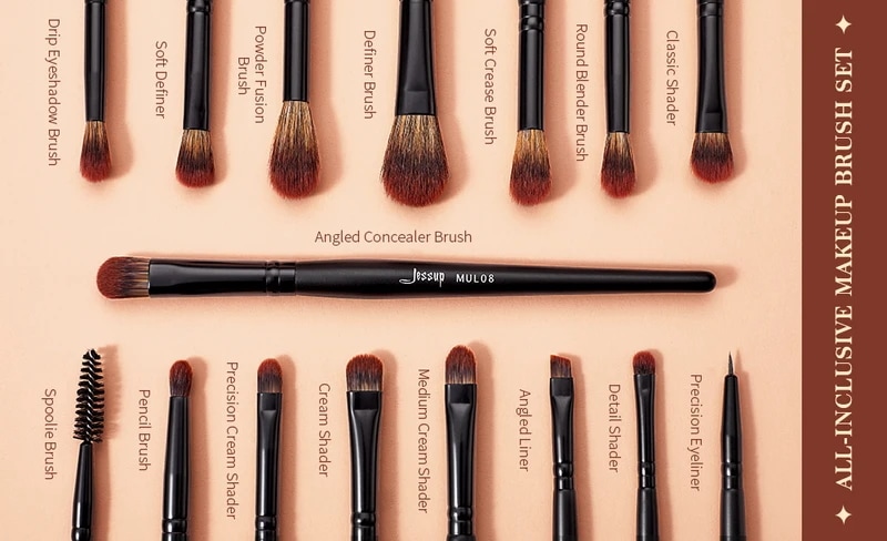 Jesup-メイクブラシセット,人工毛,高精度,アイシャドウ,コンシーラー,アイライナー,t272, 16個