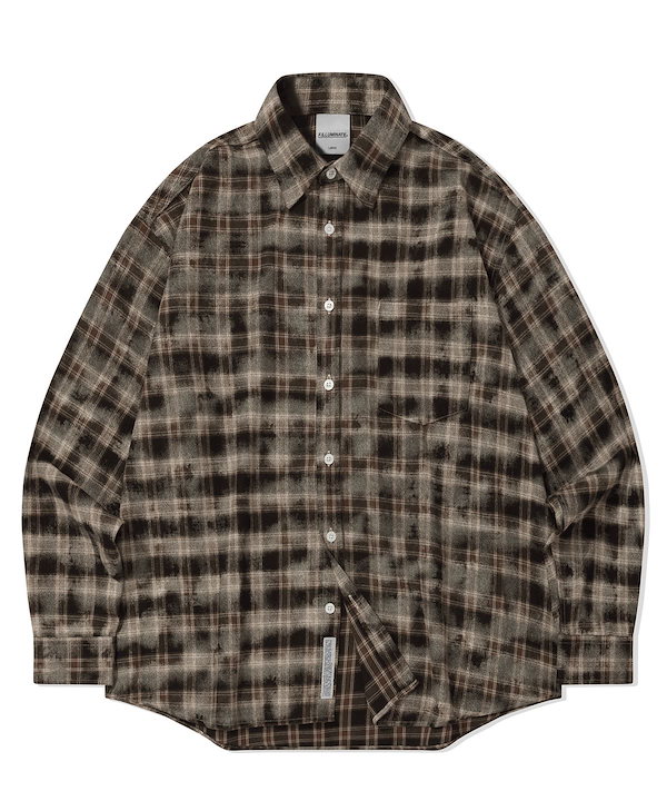 Lesserafimチェウォンオーバーフィット ダメージチェックシャツ LE SSERAFIM チェウォン着用】Overfit damage washed check