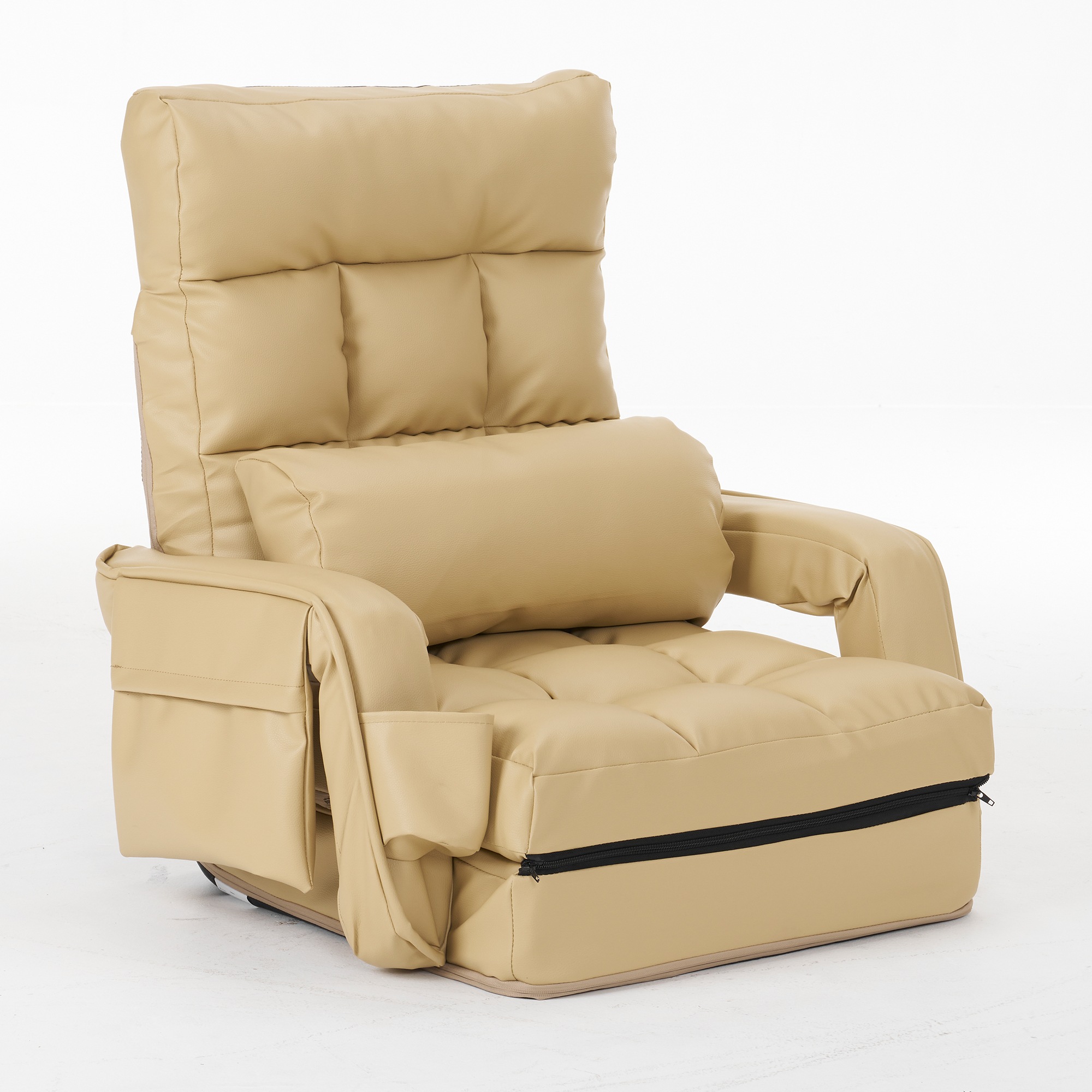 【PUレザー】座椅子リクライニング42段ギア リクライニングチェアー【ホワイト】 PUレザー】座椅子 リクライニング 42段ギア リクライニングチェアー