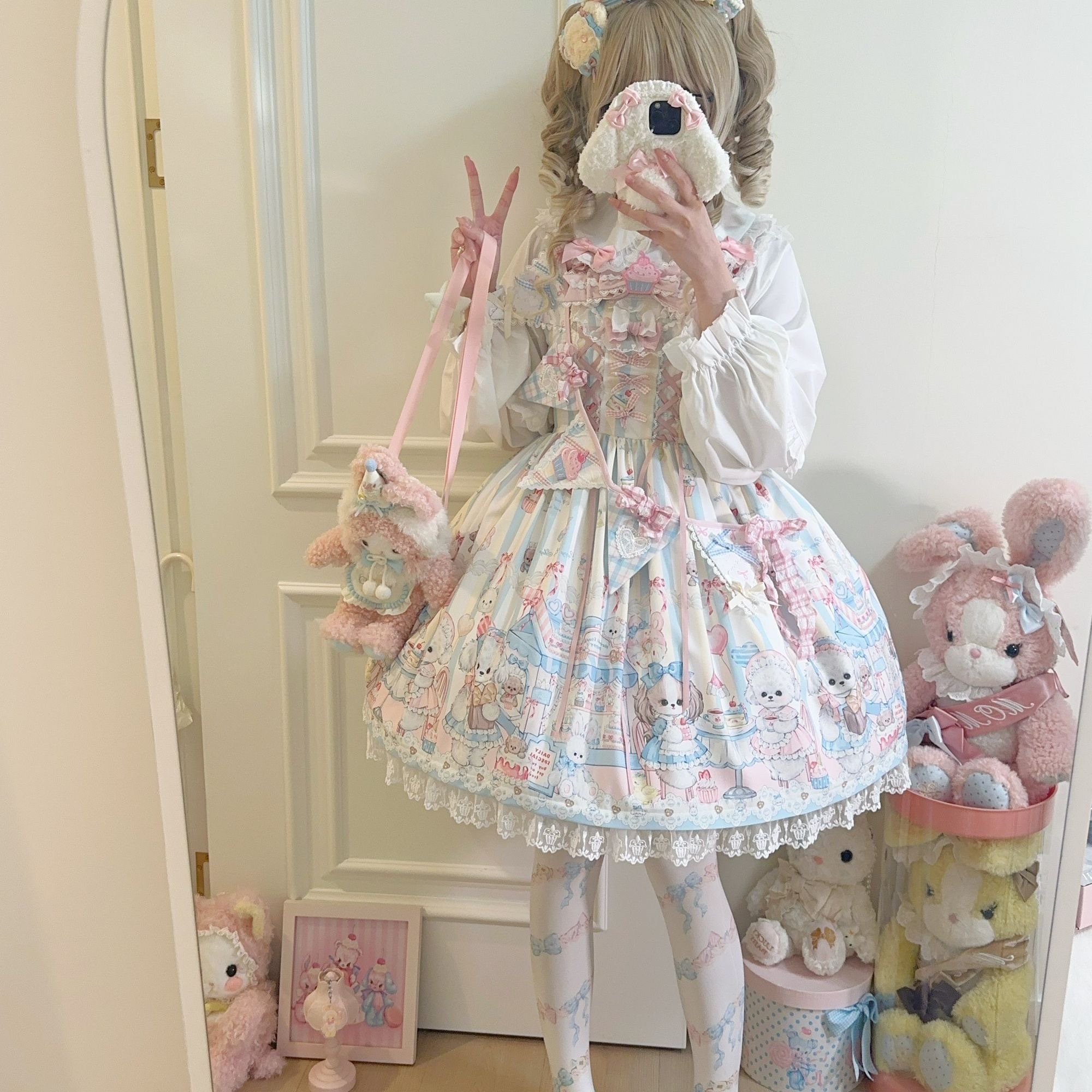 Lolita正規品くまくま甘やかしjskワンピースロリータ日常大童可爱いプリンセススカートセット Lolita正規品くまくま甘やかしjskワンピースロリータ日常大童可爱いプリンセススカートセット
