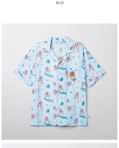 SPAO おぱんちゅうさぎ 半袖 パジャマ(BLUE) Qoo10] スパオ SPAO おぱんちゅうさぎ 半袖 パジャ : 下着