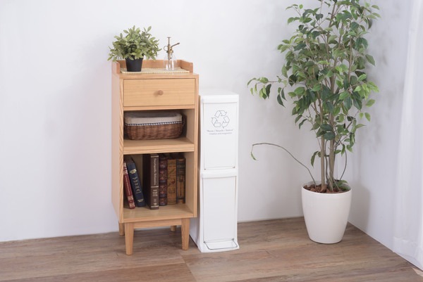 ゴミ箱 2段 LFS-932WH 分別 キッチン 事務所 洗面所 バスルーム トイレ スリム 隙間 ペダル式 ペットボトル 燃えるゴミ ビン 缶