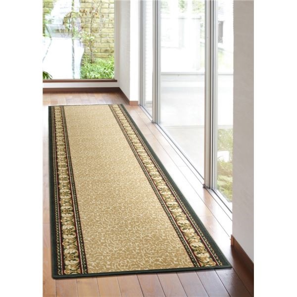 ヨーロピアン調 ラグマット/絨毯 67cm340cm ベージュ 洗える 防滑 防キズ 防音 タフトプリント リビング ダイニング ヨーロピアン調 ラグマット/絨毯 67cm340cm ベージュ 洗える 防滑 防キズ 防音 タフトプリント リビング ダイニング