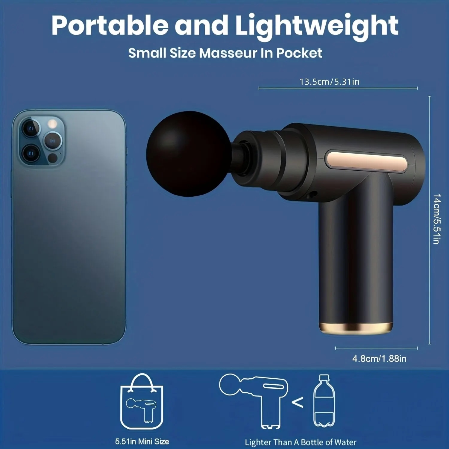 ポータブル筋膜マッサージガン 電動パーカッションピストルマッサージャー ボディリラクゼーション LEDタッチスクリーン付き 4つの交換可能なマッサージヘッド