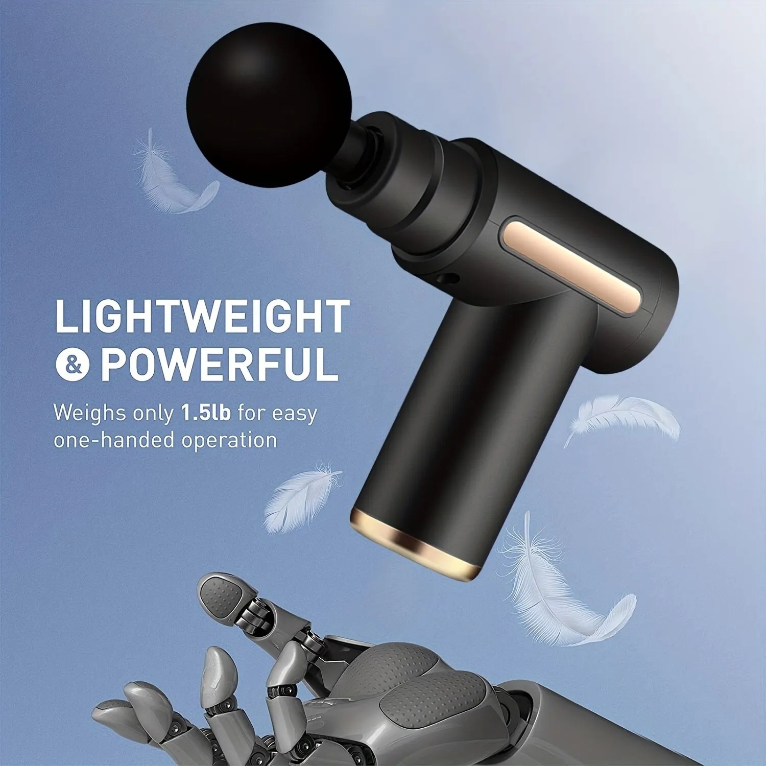 ポータブル筋膜マッサージガン 電動パーカッションピストルマッサージャー ボディリラクゼーション LEDタッチスクリーン付き 4つの交換可能なマッサージヘッド