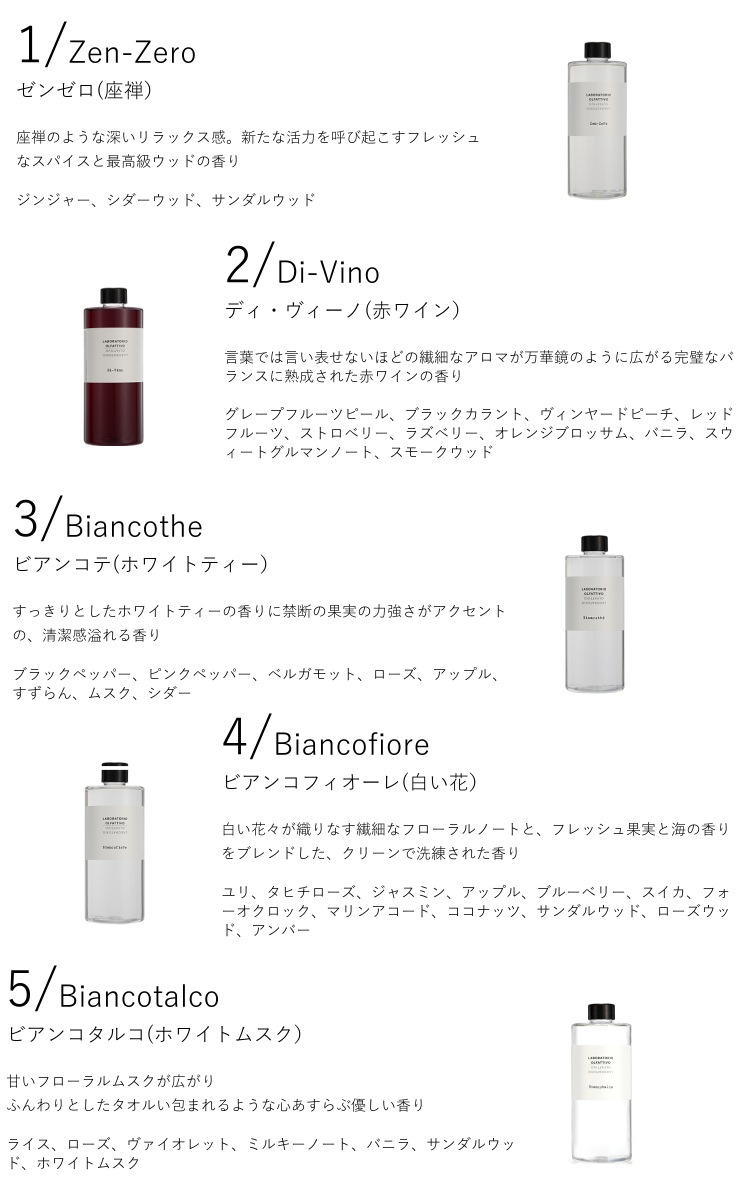 ラボラトリオ オルファティーボ ルームディフューザー 500ML リフィル(詰替え用) 全5種類 ラボラトリオ オルファティーボ ルームディフューザー 500ML リフィル(詰替え用) 全5種類