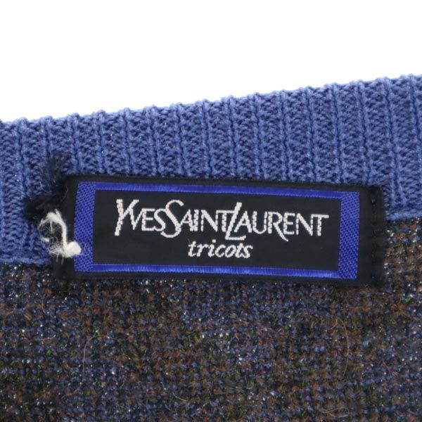 イヴサンローラントリコット モヘヤブレンド 総柄 長袖 ニット L