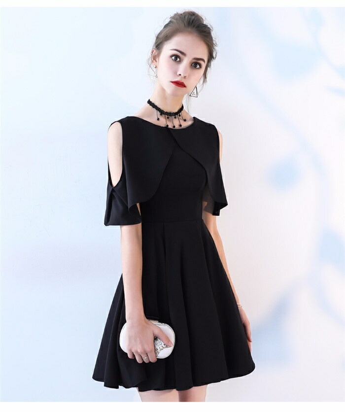 【激安開催】ドレス 大人 ピアノ発表会 ドレス 高校生 中高生 演奏会 袖付き パーティードレス 肩出し 結婚式 膝丈 カクテルドレス イブニングドレス ステージドレス Aライン 小さいサイズ 小柄