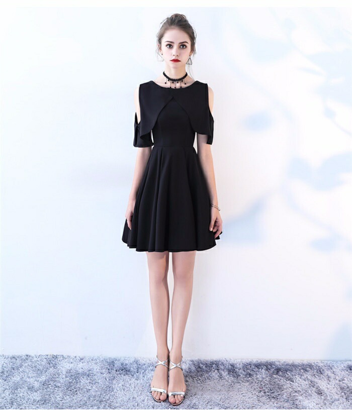 【激安開催】ドレス 大人 ピアノ発表会 ドレス 高校生 中高生 演奏会 袖付き パーティードレス 肩出し 結婚式 膝丈 カクテルドレス イブニングドレス ステージドレス Aライン 小さいサイズ 小柄