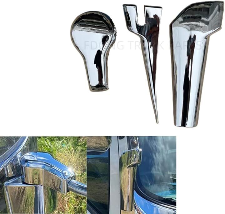 互換品 いすゞ 新型/07フォワード メッキ ミラーステー カバー メッキパーツ 下部3点セット 簡単貼付タイプ 外装