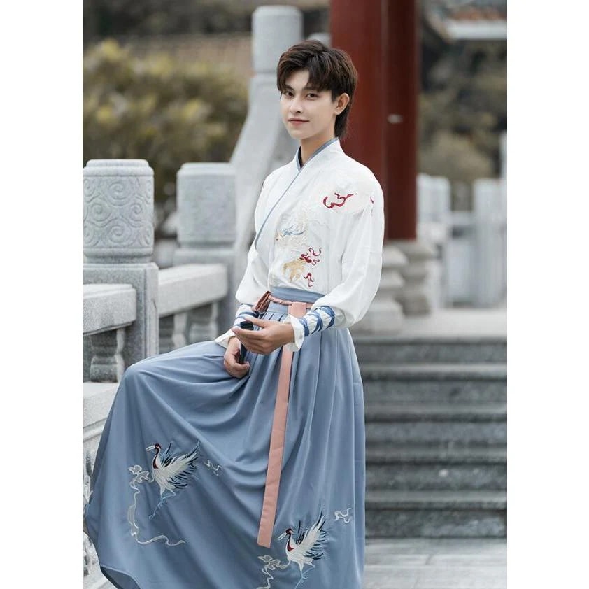 チャイナ服 2点セット 3点セット 中華コスプレ衣裳 メンズ レディース ユニセックス 漢服 唐装 交差襟 上下セット 龍 鶴 エスニック 刺しゅう 華流 コスプレ 振とても安い