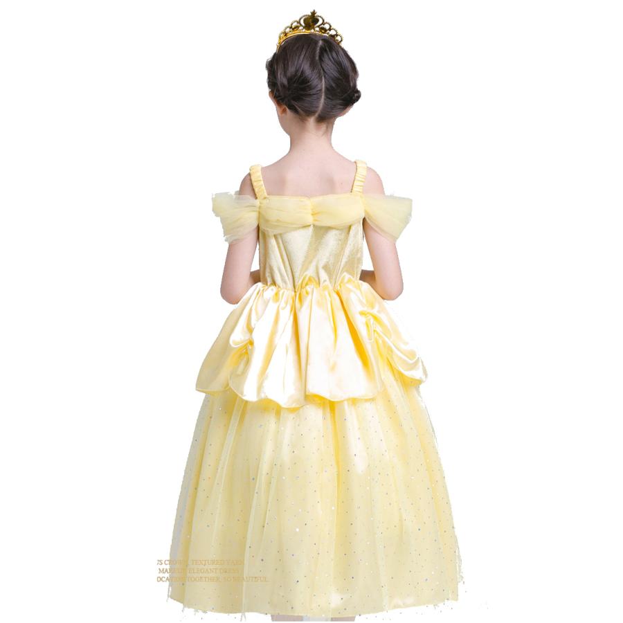 [即纳]新作先行発売ベル ドレス 子供 コスプレ 衣装 美女と野獣 豪華７点 セット ドレス 手袋 ティアラ ステッキ ネックレス イヤリング 指輪 100 110 120 130 140【短納期】