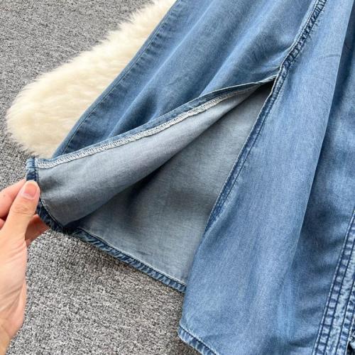 お早めにデニム シャツ ワンピース ジーンズ 長袖 ミモレ丈 韓国 オーバーシャツ レディース デニムワンピース シャツワンピース 無地 襟なし 大人可愛い 前開き ウエストリボン シャ お早めにデニム シャツ ワンピース ジーンズ 長袖 ミモレ丈 韓国 オーバーシャツ レディース デニムワンピース シャツワンピース 無地 襟なし 大人可愛い 前開き ウエストリボン シャ