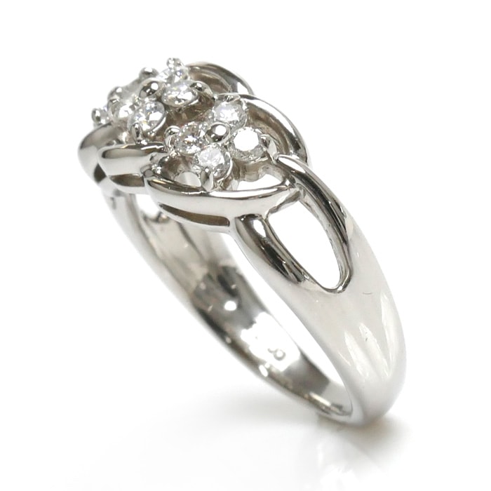 Pt900プラチナ フラワーモチーフ リング指輪 ダイヤモンド0.33ct 9号