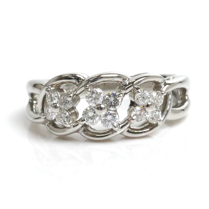 PT 900 ダイヤモンド 花モチーフ0.36カラット11.5号 ほぼ未使用品 Jeweluce pt900 0.5ct Hカラー SIクラス プラチナ ダイヤモンド ダイヤ