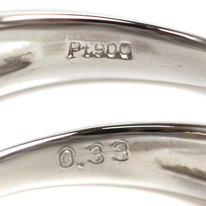 Pt900プラチナ フラワーモチーフ リング指輪 ダイヤモンド0.33ct 9号