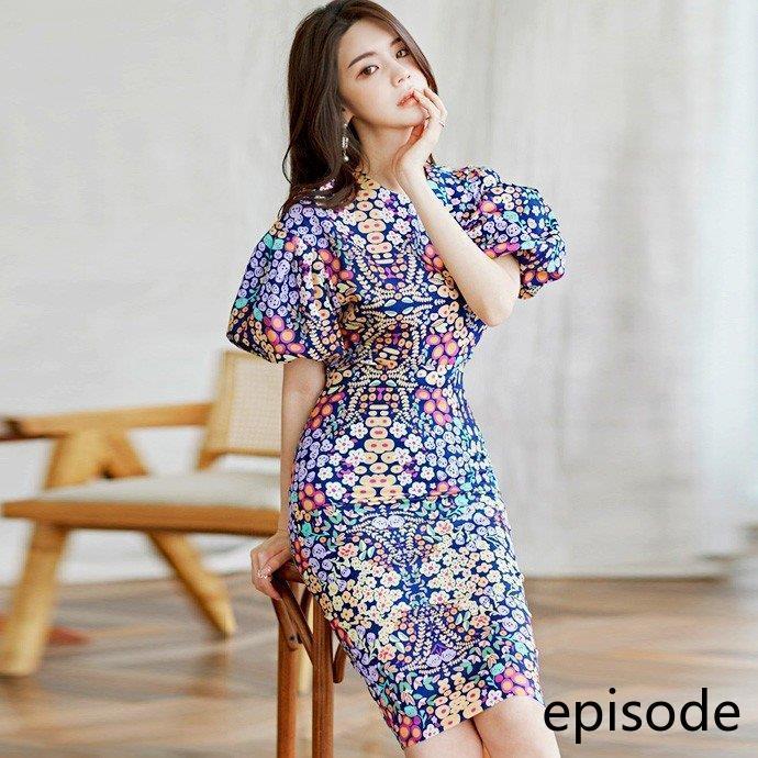 ボリューム袖 花柄 半袖 ハイウエスト タイト スリム ドレス ワンピ ワンピース 派手 柄ワンピ 大人 可愛い 韓国 韓国ファッション 韓国スタイル ボリューム袖 花柄 半袖 ハイウエスト タイト スリム ドレス ワンピ ワンピース 派手 柄ワンピ 大人 可愛い 韓国 韓国ファッション 韓国スタイル