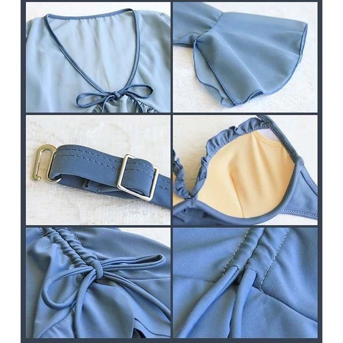 大きいサイズ 【1～3日で出荷】水着 フリルセパレートビキニ プール クロスバンド レディースハイウエスト体型カバー 羽織スカート露出控えパッド付 海