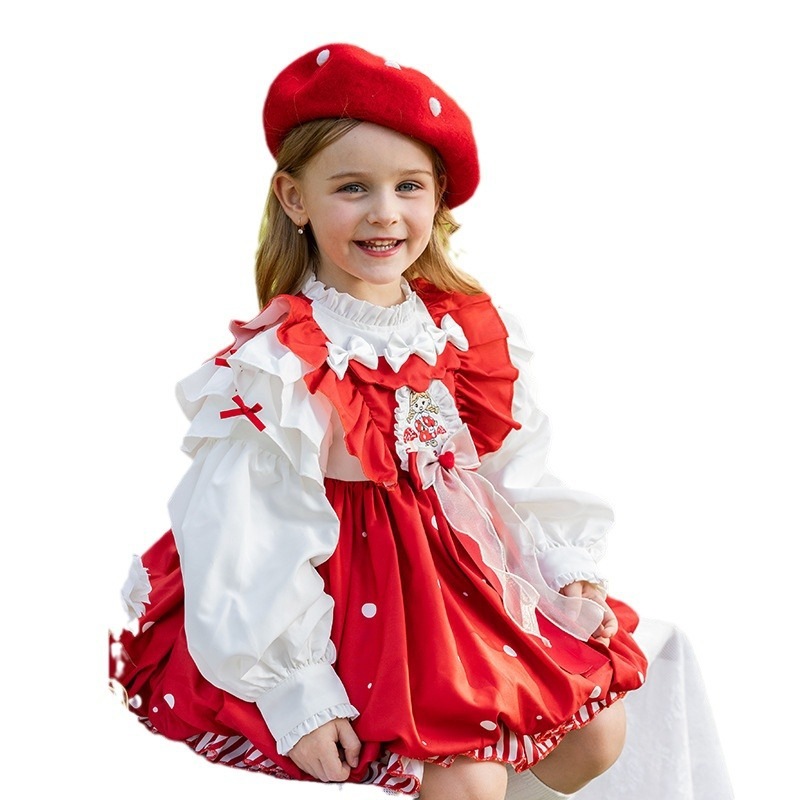 ガールズグループ子供赤い漫画キノコ高品質スカート