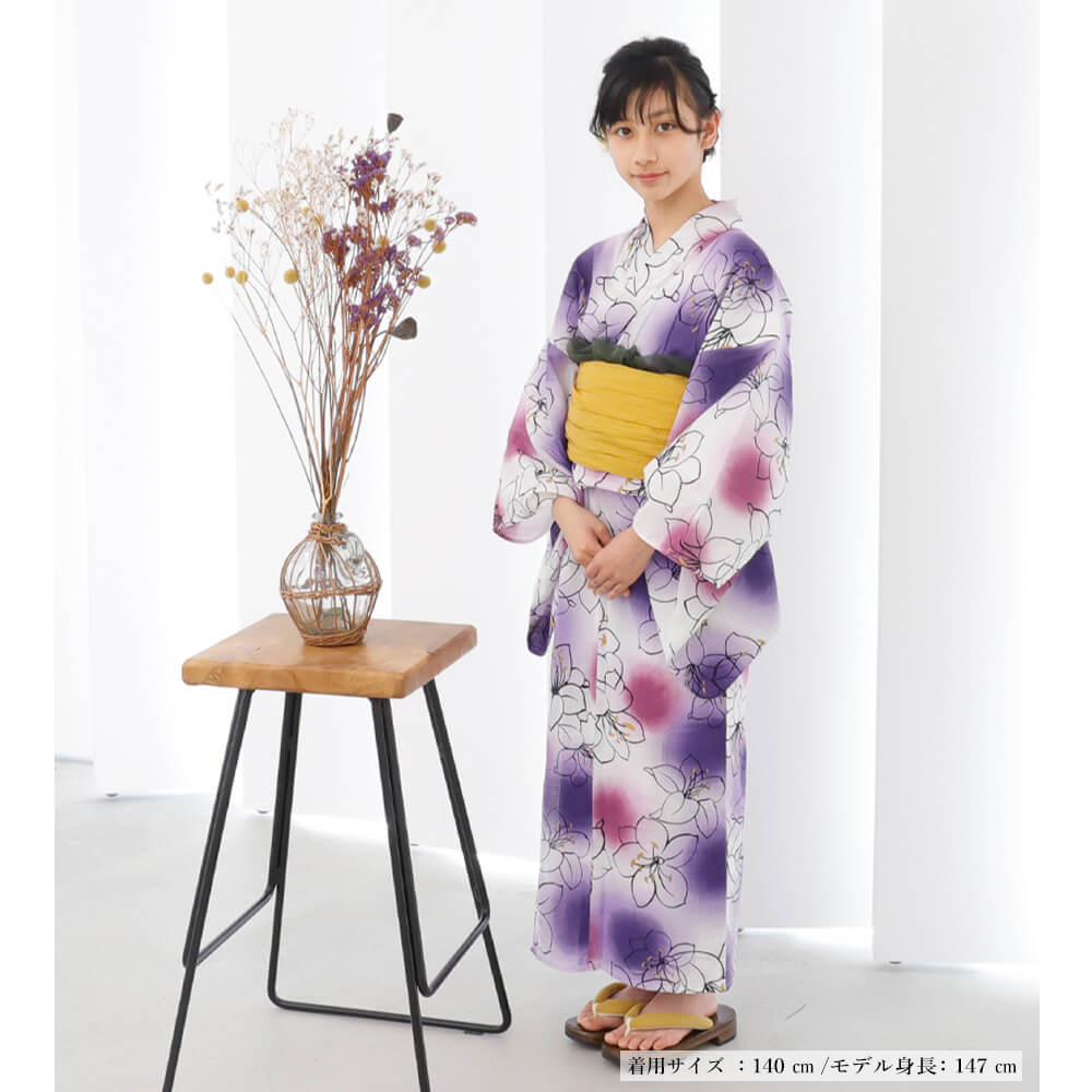 浴衣 150 パープル 紫 浴衣ドレス 地雷 量産型 150 160 レディース