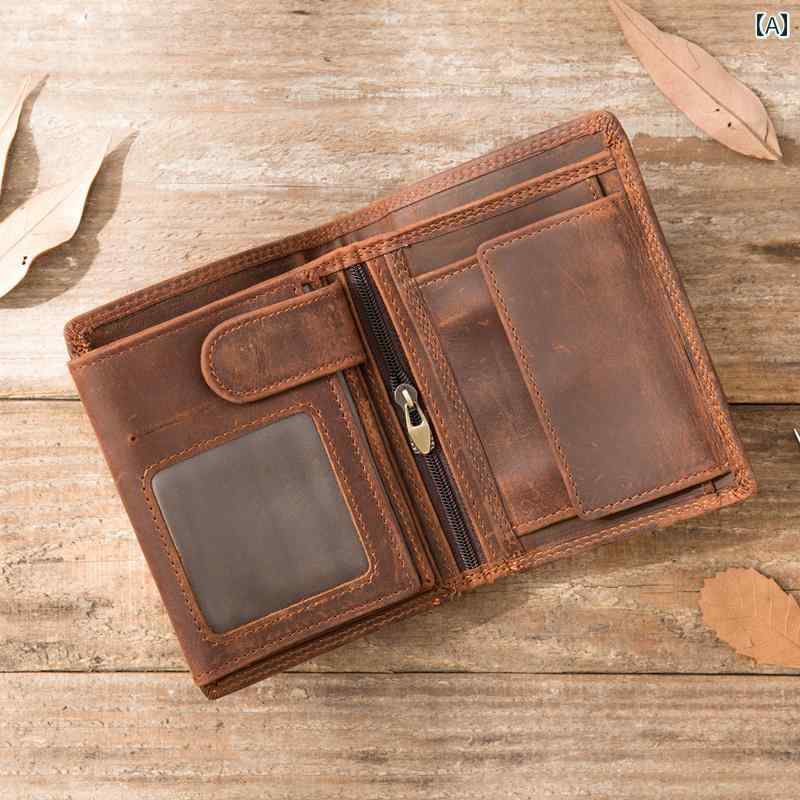 財布　カードケース　レザー ホース レザー 財布 メンズカジュアル シンプル 垂直 多機能 トップ 層 牛革 ショート 革 クラッチ