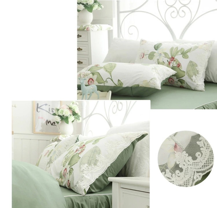寝具カバーセット 布団カバー グリーン 花柄 レース キレイめ 韓国風 布団カバーセット 3点セット 4点セット ベッドスカート 姫系 綿100％ 掛け布団カバー 可愛い プリント花柄 ロマンチック