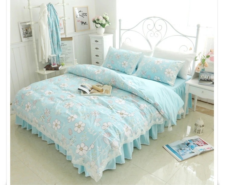 寝具カバーセット 布団カバー グリーン 花柄 レース キレイめ 韓国風 布団カバーセット 3点セット 4点セット ベッドスカート 姫系 綿100％ 掛け布団カバー 可愛い プリント花柄 ロマンチック