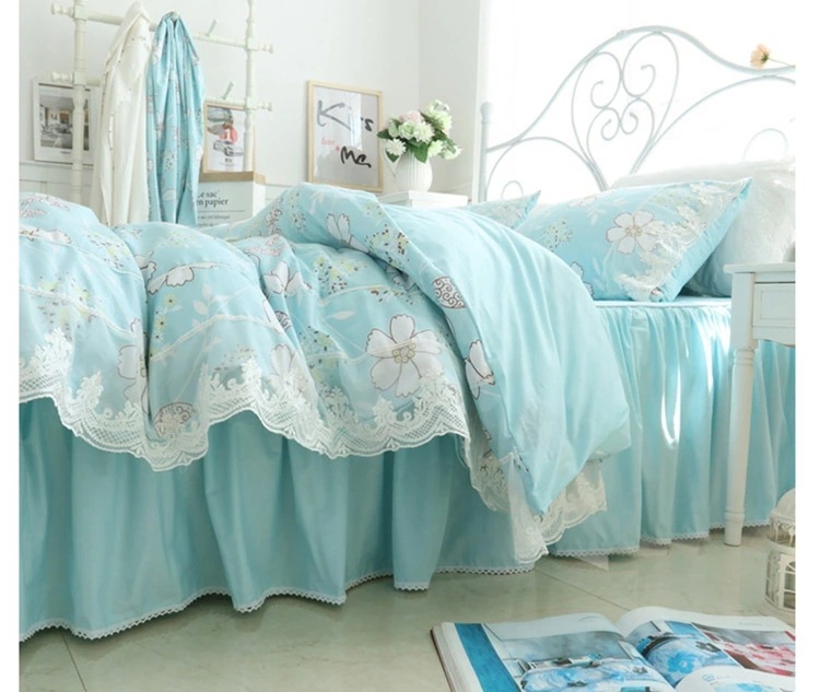 寝具カバーセット 布団カバー グリーン 花柄 レース キレイめ 韓国風 布団カバーセット 3点セット 4点セット ベッドスカート 姫系 綿100％ 掛け布団カバー 可愛い プリント花柄 ロマンチック