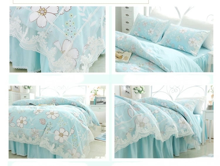 寝具カバーセット 布団カバー グリーン 花柄 レース キレイめ 韓国風 布団カバーセット 3点セット 4点セット ベッドスカート 姫系 綿100％ 掛け布団カバー 可愛い プリント花柄 ロマンチック
