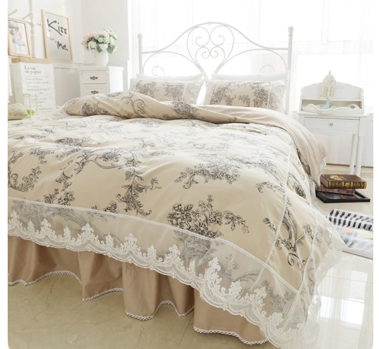 寝具カバーセット 布団カバー グリーン 花柄 レース キレイめ 韓国風 布団カバーセット 3点セット 4点セット ベッドスカート 姫系 綿100％ 掛け布団カバー 可愛い プリント花柄 ロマンチック