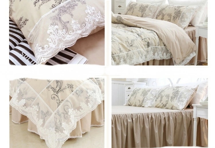 寝具カバーセット 布団カバー グリーン 花柄 レース キレイめ 韓国風 布団カバーセット 3点セット 4点セット ベッドスカート 姫系 綿100％ 掛け布団カバー 可愛い プリント花柄 ロマンチック