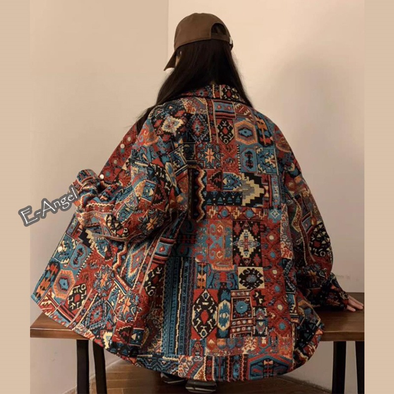 シャツジャケット 柄シャツコート レディース ジャケット エスニック風 長袖 ユニセックス アウター 男女兼用 メンズ 大きいサイズ シャツジャケット 柄シャツコート レディース ジャケット エスニック風 長袖 ユニセックス アウター 男女兼用 メンズ 大きいサイズ