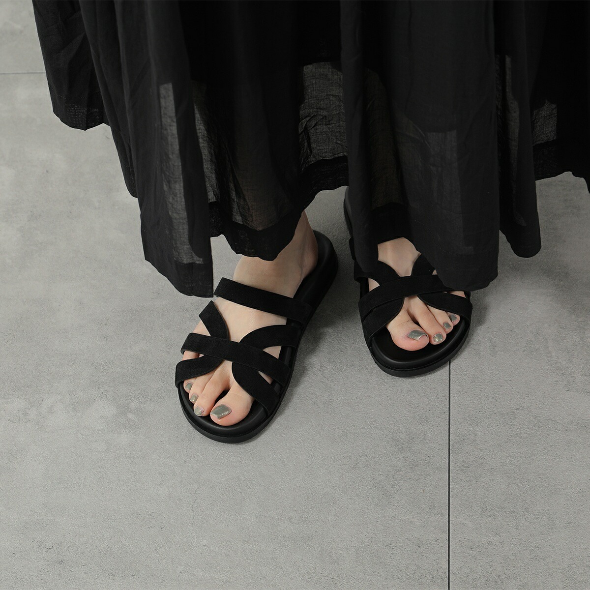 FABIO RUSCONI ファビオルスコーニ サンダル BKM2627 CAMOSCIO レディース レザー スウェード フラット シューズ 靴 カラー2色 【mega】