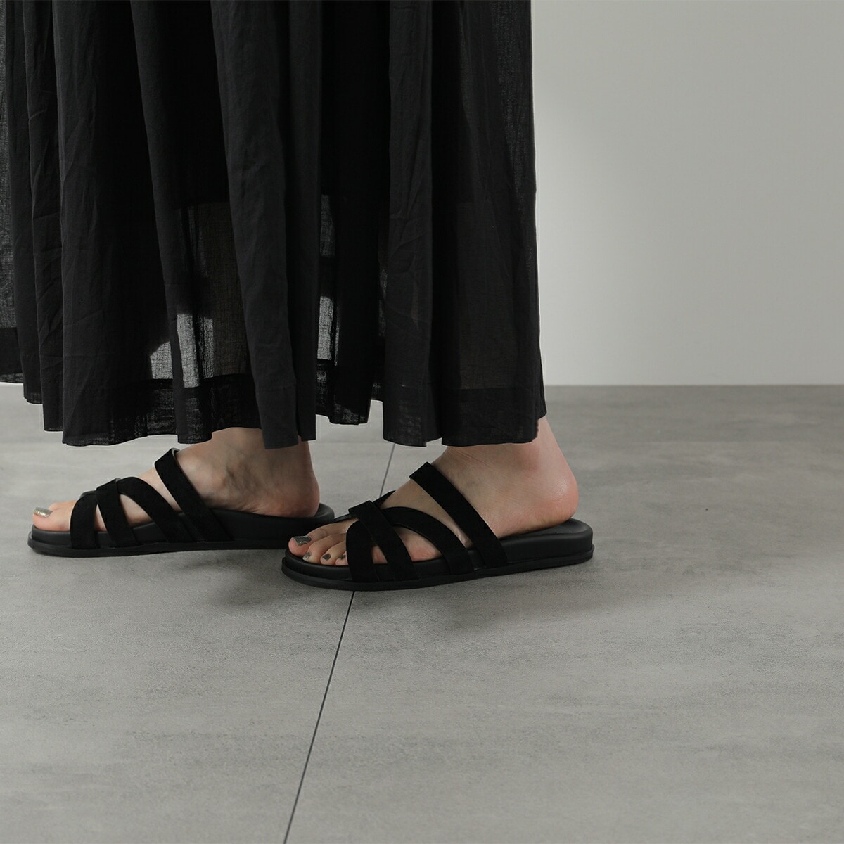 FABIO RUSCONI ファビオルスコーニ サンダル BKM2627 CAMOSCIO レディース レザー スウェード フラット シューズ 靴 カラー2色 【mega】