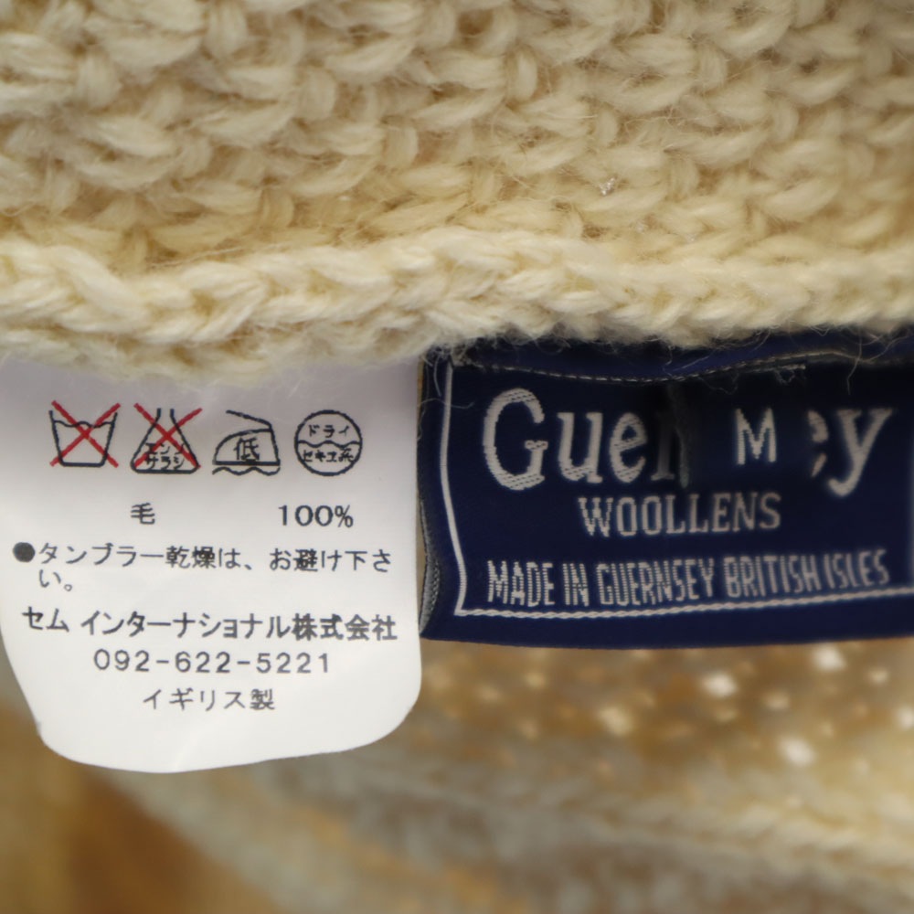 GUERNSEY WOOLLENS ガンジーウーレンズ イギリス製 ウール 長袖 タートルネック ニット M アイボリー セーター メンズ 古着 GUERNSEY WOOLLENS ガンジーウーレンズ イギリス製 ウール 長袖 タートルネック ニット M アイボリー セーター メンズ 古着